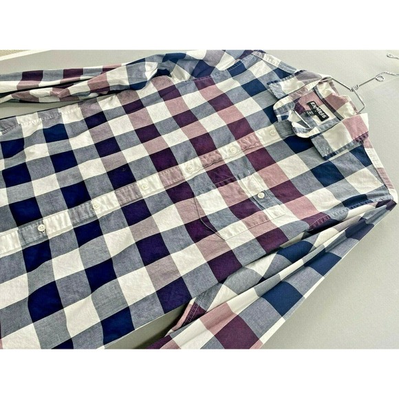 EXPRESS Button Down Mens M Multicolor Plaid Long Sleeve Casual Pocketed Shirt - Picture 2 of 12